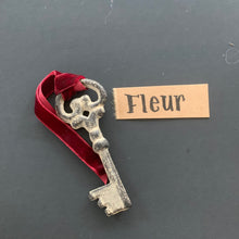 Load image into Gallery viewer, Santa’s Magic Key | Heavy Bronze Skeleton Key with Red Velvet Ribbon
