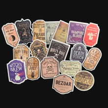 Load image into Gallery viewer, Collection of vintage-style drink labels on a black background