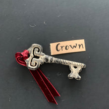 Load image into Gallery viewer, Santa’s Magic Key | Heavy Bronze Skeleton Key with Red Velvet Ribbon