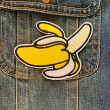 Load image into Gallery viewer, Detailed view of yellow banana patch showing clean embroidery stitching and bold outlines.
