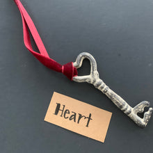Load image into Gallery viewer, Santa’s Magic Key | Heavy Bronze Skeleton Key with Red Velvet Ribbon