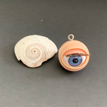 Load image into Gallery viewer, Sleepy Doll Eye Charm — Blue Lash Pendant, 0.75"
