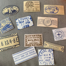 Load image into Gallery viewer, Blue and ream Vintage Style Postage Postmark Decals