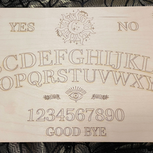 Load image into Gallery viewer, Close-up of unfinished balsa wood texture showing smooth surface ready for painting and customization on ouija board