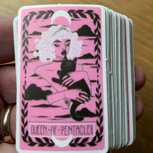 Load image into Gallery viewer, 78 Pink Tarot Deck Decals for Halloween on Wood Table