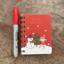 Load image into Gallery viewer, Red Snowman Girl Christmas Mini Spiral Notebook