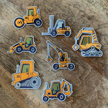 Load image into Gallery viewer, Yellow and Blue Embroidered Construction Iron-On Patch Set