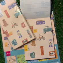 Load image into Gallery viewer, City Dog Stationery and Origami Set, where creativity and organization meet. This charming notepad, coordinating envelopes, and four-color origami paper pack features an endearing dog-themed cover that's sure to bring a smile to your face every time you pick it up.