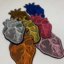 Load image into Gallery viewer, many colors embroidered anatomical heart iron on patches
