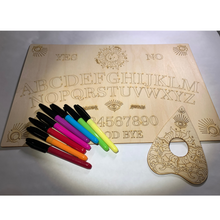 Load image into Gallery viewer, Close-up of unfinished balsa wood texture showing smooth surface ready for painting and customization on ouija board