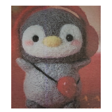 Load image into Gallery viewer, Charming Penguin with Earmuffs and Strawberry Bag DIY Felted Wool Craft Kit – the perfect blend of adorable and trendy for your crafting pleasure!