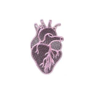 pink anatomical hear iron on patch