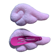 Load image into Gallery viewer, Puffy Pink fuzzy angel wings hair clips for Valentines, easter or Christmas fashion. 2 per pack from elementah.com