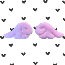 Load image into Gallery viewer, Puffy Pink fuzzy angel wings hair clips for Valentines, easter or Christmas fashion. 2 per pack from elementah.com