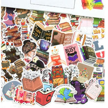 Load image into Gallery viewer, Whimsical 50-Count Bookish Stickers -book lovers bundle, decals for readers and bookworms gift fore readers, bookclub Colorful 50-Pack Stickers - Celebrate the World of Reading  Reading Paradise in Color