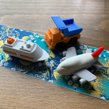 Load image into Gallery viewer, vehicle 3 pk Japanese Puzzle Eraser Set