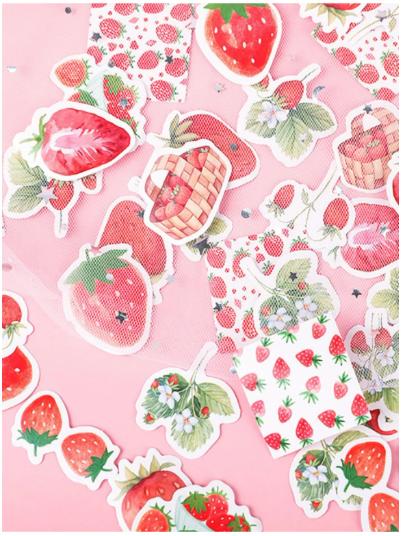 Strawberry Stickers -45 pcs – Ah! The Element of Surprise