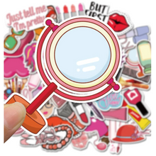 Load image into Gallery viewer, mirror decal against backdrop of scattered cosmetic stickers
