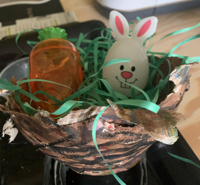 DIY Paper Mache Easter Nest Bowl
