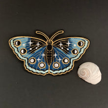 Load image into Gallery viewer, Moon Moth Patch — Iron-On, Celestial Embroidery
