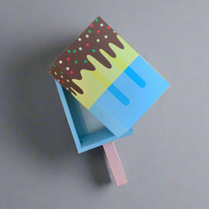 10-Pack Ice Cream Cardstock Treat Boxes for Birthday Party, Gift Cards, Small Presents, Summer Gift Boxes – Fun and Detailed Blue or Pink