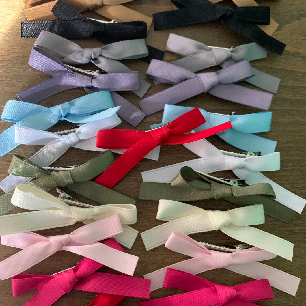 12 color mini bow hair clip set