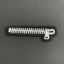 Load image into Gallery viewer, Zipper Iron-On Patch — Embroidered Trompe L'Oeil Jacket Patch
