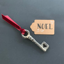 Load image into Gallery viewer, Santa’s Magic Key | Heavy Bronze Skeleton Key with Red Velvet Ribbon
