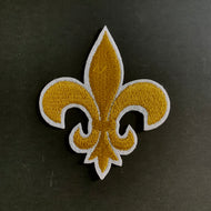 Fleur de Lis Iron-On Patch — Gold & Black Embroidered Heraldic Patch