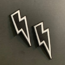 Load image into Gallery viewer, Lightning Bolt Iron-On Patch Set — Embroidered Lightning Patches Pink or Blacks
