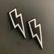 Lightning Bolt Iron-On Patch Set — Embroidered Lightning Patches Pink or Blacks