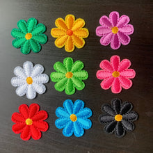 Load image into Gallery viewer, 9 pack Colorful flower-shaped patches on a dark background
