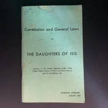 Load image into Gallery viewer, 1967 Constitution and General Laws of the Daughters of Isis green booklet
