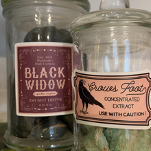 Load image into Gallery viewer, Embrace the spine-chilling spirit of Halloween with our eerie Black Widow Venom Apothecary Jar – a wickedly delightful addition to your haunted decor collection!
