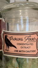 Load image into Gallery viewer, Embrace the spine-chilling spirit of Halloween with our eerie Crows Foot Apothecary Jar – a wickedly delightful addition to your haunted decor collection!
