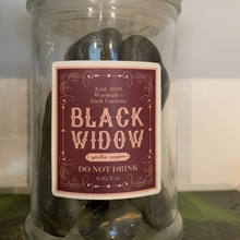 Load image into Gallery viewer, Embrace the spine-chilling spirit of Halloween with our eerie Black Widow Venom Apothecary Jar – a wickedly delightful addition to your haunted decor collection!
