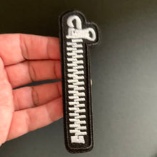 Load image into Gallery viewer, Zipper Iron-On Patch — Embroidered Trompe L'Oeil Jacket Patch
