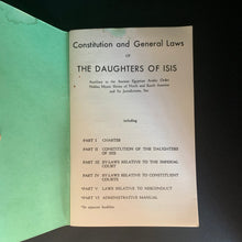 Load image into Gallery viewer, Title page of 1967 Daughters of Isis constitution and general laws booklet
