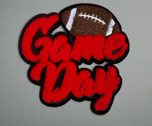 Featuring bold red lettering and a varsity-style punch needle embroidery, this large, high-quality iron-on patch is perfect for showcasing your love of football. 