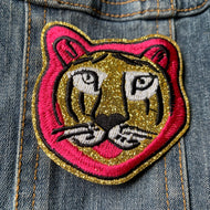 Gold Glitter Pink Tiger Patch