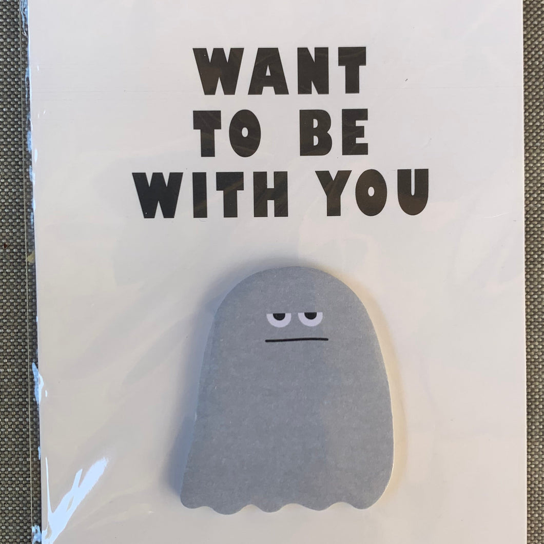 Gray Cartoon Ghost Sticky Memo Pad