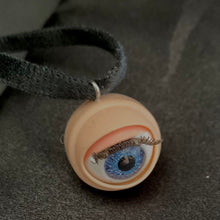 Load image into Gallery viewer, Sleepy Doll Eye Charm — Blue Lash Pendant, 0.75"
