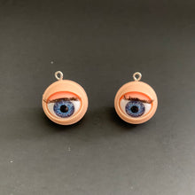 Load image into Gallery viewer, Sleepy Doll Eye Charm — Blue Lash Pendant, 0.75"
