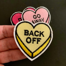 Load image into Gallery viewer, Sarcastic Candy Heart Patches — Set of 3, Iron-On
