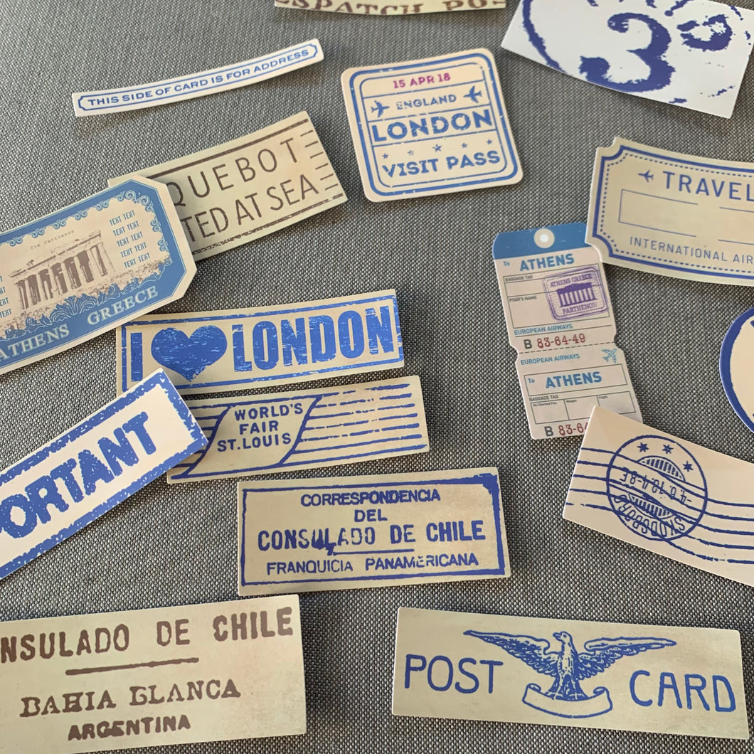 London Blue and ream Vintage Style Postage Postmark Decals