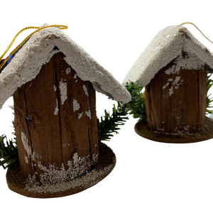 Tree Bark Birdhouse Ornaments, Vintage Nature-Inspired Bird Nest Holiday Decor