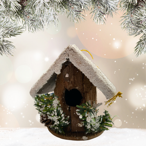 Tree Bark Birdhouse Ornaments, Vintage Nature-Inspired Bird Nest Holiday Decor