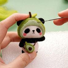 Load image into Gallery viewer, Panda Avocado Felt Wool Keychain Craft Kit
