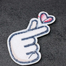 Load image into Gallery viewer, back of patch red heart i love you patch korean finger heart
