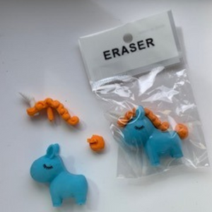 blue unicorn puzzle eraser
